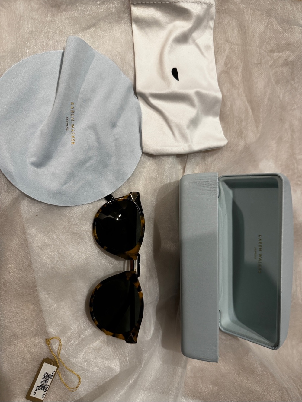 Karen Walker Tortoiseshell Cat-Eye Sunglasses with Dark Lenses